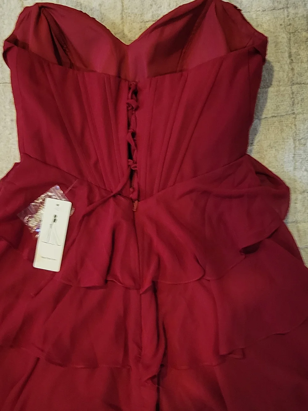 NWT WEAR YOU LOVE Red Corseted Short Prom Dress Lace Size 16W - Picture 5 of 9
